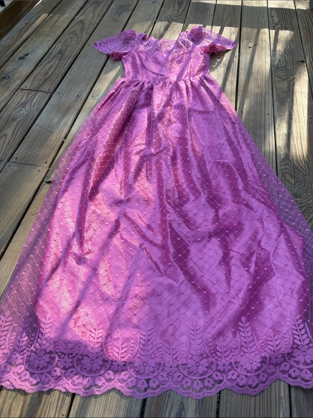 Vintage Pink Lace Overlay Party Dress